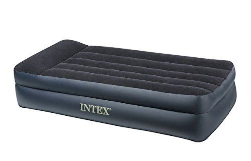 Intex 12-66706 Luftbett Pillow Rest Blue "Twin, 230 V inklusiv eingebauter Luftpumpe, 102 x 203 x 47 cm von Intex