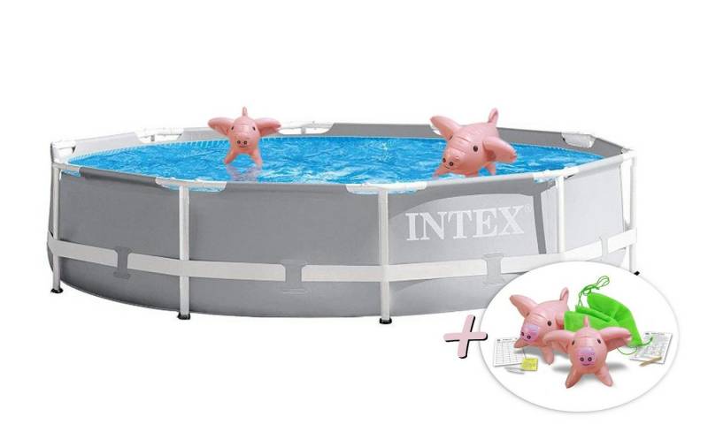 Intex Pool 26702GN - PrismFrame Pool (305x76cm) + aufblasbare Schwimmtiere von Intex