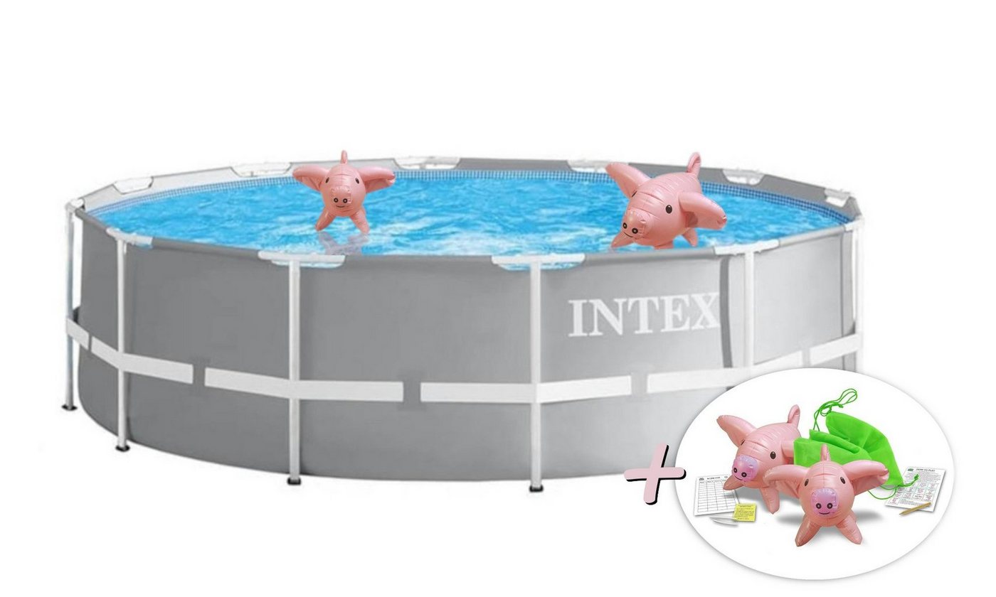 Intex Pool 26710NP - PrismFrame Pool (366x76cm) + aufblasbare Schwimmtiere von Intex