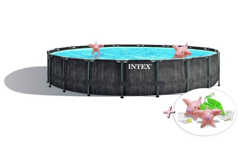 Intex Pool INTEX 26744GN - Greywood Prism Frame Pool 549x122cm + Schwimmtiere von Intex