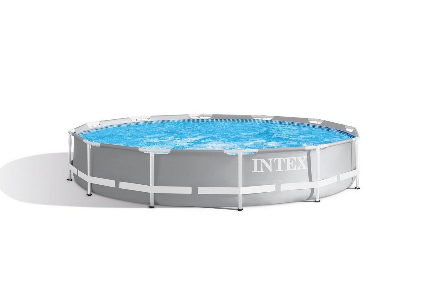 Intex Pool INTEX 366x76 Metal Frame Pool mit Pumpe Set Swimmingpool Familienpool (Set), Frame Pool Rund 366x76 cm von Intex
