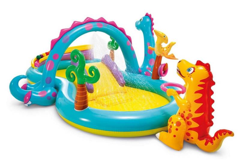 Intex Pool INTEX Babypool Planschbecken Baby Pool Kinderpool Dinoland, Dinosaurier Wurfspiel (inkl. Bälle und Ringe) von Intex