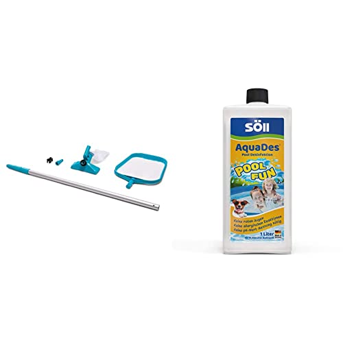 Intex Pool Maintenance Kit - Poolzubehör - Pool Reinigungsset - 2-teilig & Söll 31430 AquaDes Pool-Desinfektion flüssig 1 l - wirksame Poolreinigung Wasserpflege gegen Bakterien von Intex