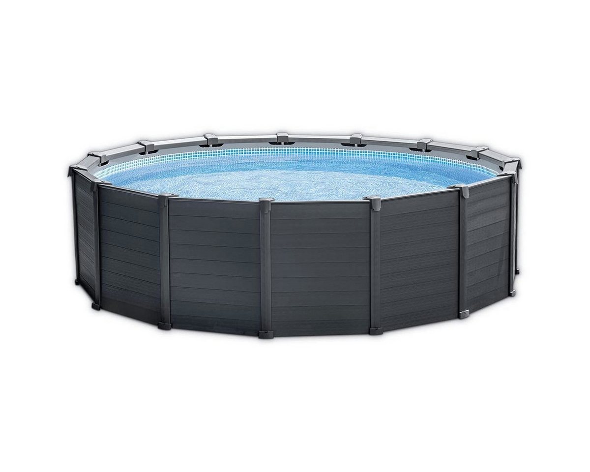 Intex Pool Set - Graphit Gray Panel (478x124cm), inkl. Filterpumpe, Leiter, Abdeckplane & Bodenplane von Intex