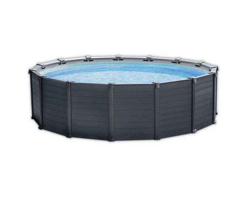 Intex Pool Set - Graphit Gray Panel (478x124cm), inkl. Filterpumpe, Leiter, Abdeckplane & Bodenplane von Intex