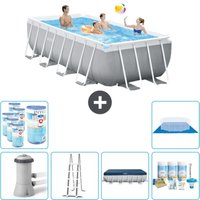 Intex Pool mit rechteckigem Prismenrahmen – 400 x 200 x 122 cm – Grau – Inklusive Zubehör CB29 von Intex