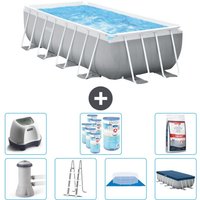 Intex Pool mit rechteckigem Prismenrahmen – 488 x 244 x 107 cm – Grau – Inklusive Zubehör CB58 Intex Pool mit rechteckigem Prismenrahmen – 488 x 244 x 107 cm – Grau – Inklusive Zubehör CB58 von Intex