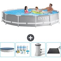 Intex Pool mit rundem Prismenrahmen – 366 x 76 cm – Grau – im Lieferumfang enthalten Accessoire CB4 von Intex