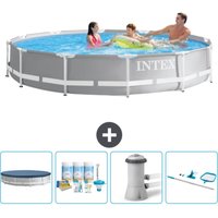 Intex - Pool mit rundem Prismenrahmen – 366 x 76 cm – Grau – im Lieferumfang enthalten Accessoire CB7 von Intex