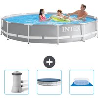Intex - Pool mit rundem Prismenrahmen – 366 x 76 cm – Grau – im Lieferumfang enthalten Accessoire CB76 von Intex