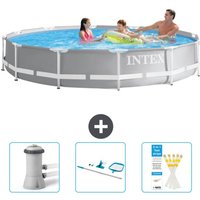 Pool mit rundem Prismenrahmen – 366 x 76 cm – Grau – im Lieferumfang enthalten Accessoire CB82 - Intex von Intex