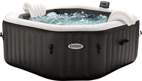 Intex 28458 - Whirlpool aufblasbar PureSpa Jet&Bubble Deluxe, 4 Personen, 120 Düsen, Heizung, Schwarz, 201x71 cm von Intex