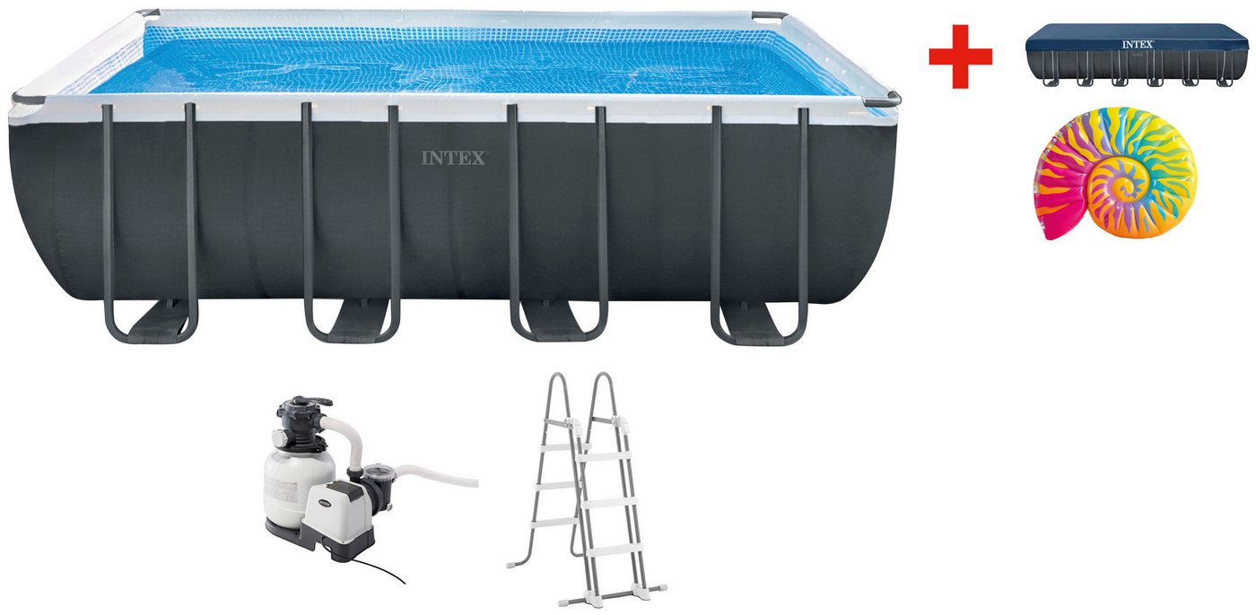 Intex Rechteckpool »Framepool«549x274x132 cm (Set), inkl. COOL GREY LOUNGE + SOLAR MAT von Intex