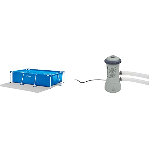 Intex Rectangular Frame Pool -Aufstellpool - 300 x 200 x 75 cm & Krystal Clear Cartridge Filter Pump - Pool Kartuschenfilteranlage - 900 L/H von Intex