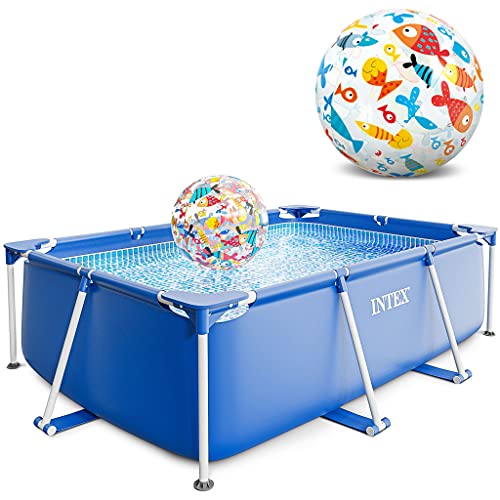 Intex Rectangular Frame Pool - Aufstellpool - Set (220 x 150 x 60 cm inkl. Strandball Set) von Intex