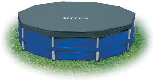 Intex 28031 Round Pool Cover - Poolabdeckplane - Ø 366 cm - Für Metal und Prism Frame Pool, Dunkelblau von Intex