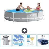 Intex - Round Prism Frame Swimming Pool – 305 x 76 cm – Grau – Inklusive Zubehör CB86 von Intex