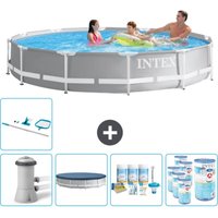 Intex - Round Prism Frame Swimming Pool – 366 x 76 cm – Grau – Inklusive Zubehör CB21 von Intex
