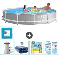 Intex - Round Prism Frame Swimming Pool – 366 x 76 cm – Grau – Inklusive Zubehör CB23 von Intex