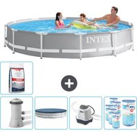Intex - Round Prism Frame Swimming Pool – 366 x 76 cm – Grau – Inklusive Zubehör CB55 von Intex