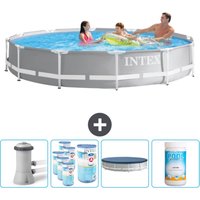 Intex - Round Prism Frame Swimming Pool – 366 x 76 cm – Grau – Inklusive Zubehör CB87 von Intex