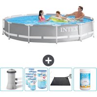 Intex - Round Prism Frame Swimming Pool – 366 x 76 cm – Grau – Inklusive Zubehör CB92 von Intex