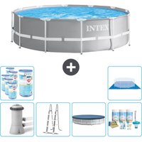 Intex - Round Prism Frame Swimming Pool – 366 x 99 cm – Grau – Inklusive Zubehör CB29 von Intex