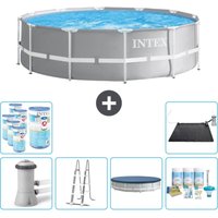 Intex - Round Prism Frame Swimming Pool – 366 x 99 cm – Grau – Inklusive Zubehör CB32 von Intex