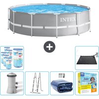 Intex - Round Prism Frame Swimming Pool – 366 x 99 cm – Grau – Inklusive Zubehör CB38 von Intex