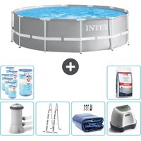 Intex - Round Prism Frame Swimming Pool – 366 x 99 cm – Grau – Inklusive Zubehör CB56 von Intex