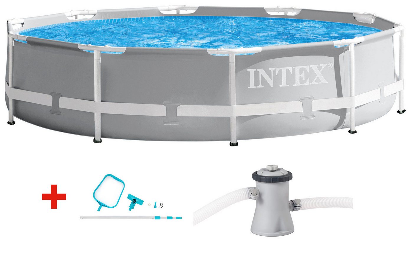 Intex Rundpool »Framepool« 305x76 cm (Set), inkl. hochwertigem Intex Pool-Reinigungsset von Intex