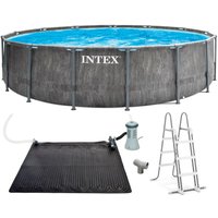 Intex Rundpool ""Framepool" Greywood 549x122 cm" inkl. hochwertiger Solar Matte(Poolheizung) von Intex