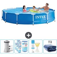 Intex - Rundrahmen-Schwimmbecken – 366 x 76 cm – Blau – Inklusive Zubehör CB86 von Intex