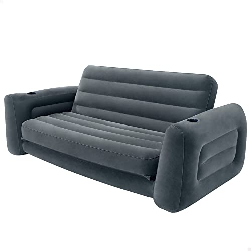 Intex 66552NP – Aufblasbares Schlafsofa, 2-Sitzer, Vinyl, Dunkelgrau, 203 x 224 x 66 cm von Intex