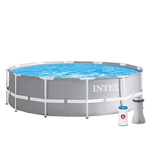 Intex Schwimmbecken Pool, Grau, 366 x 99 cm Frame Pool Set Prism Rondo 26716 von Intex