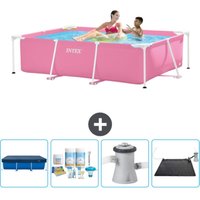 Schwimmbecken mit rechteckigem Rahmen – 220 x 150 x 60 cm – Rosa – im Lieferumfang enthalten Accessoire CB4 - Intex von Intex