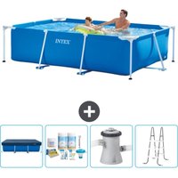 Intex - Schwimmbecken mit rechteckigem Rahmen – 260 x 160 x 65 cm – Blau – im Lieferumfang enthalten Accessoire CB6 von Intex