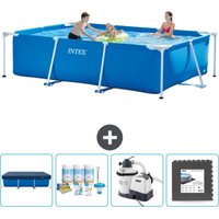 Intex-Schwimmbecken mit rechteckigem Rahmen – 300 x 200 x 75 cm – Blau – im Lieferumfang enthalten Accessoire CB61 von Intex