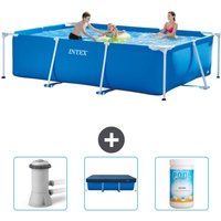 Intex - Schwimmbecken mit rechteckigem Rahmen – 300 x 200 x 75 cm – Blau – im Lieferumfang enthalten Accessoire CB75 von Intex