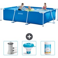 Intex - Schwimmbecken mit rechteckigem Rahmen – 300 x 200 x 75 cm – Blau – im Lieferumfang enthalten Accessoire CB77 von Intex