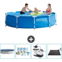 Intex-Schwimmbecken mit rundem Rahmen – 305 x 76 cm – Blau – im Lieferumfang enthalten Accessoire CB62 von Intex