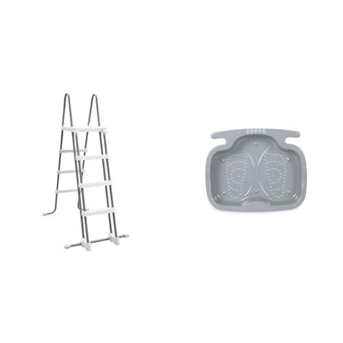 Intex Sicherheitsleiter 28076, für Pools von 122 cm Höhe, grau & Pool Foot Bath - Poolzubehör - Pool Fußbad - 56 x 46 x 9 cm von Intex