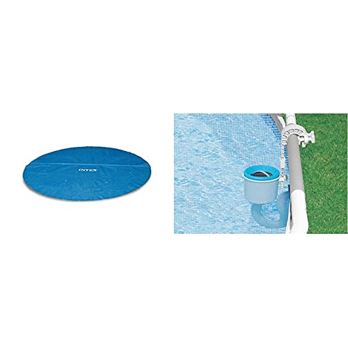 Intex Solar Cover Pool - Solarabdeckplane - Ø 457 cm - Für Easy Set und Frame Pool & Oberflächenskimmer - Deluxe Oberflächenskimmer zur Wandmontage - Hängeskimmer von Intex