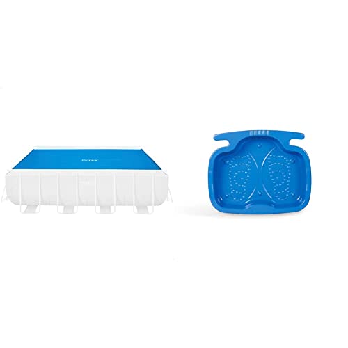 Intex Solarabdeckplane für Ultra Frame rechteckig 400 x 200 cm, Stärke 160 Mikron, Fertigungsmaß: 378 x 186 cm, 28088, Blau & Pool Foot Bath - Poolzubehör - Pool Fußbad, Blau, 45.72 x 8.89 x 55.88 cm von Intex