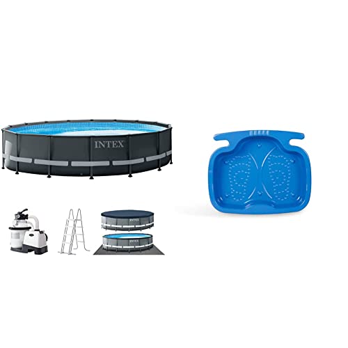 Intex Ultra Rondo XTR Ø 488 x 122 cm Frame Pool Set, Grau & Pool Foot Bath - Poolzubehör - Pool Fußbad - 45.72 x 8.89 x 55.88 cm von Intex