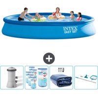 Intex runder aufblasbarer Easy Set-Schwimmpool – 457 x 84 cm – Blau – Inklusive Zubehör CB90 von Intex