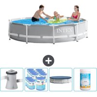 Round Prism Frame Swimming Pool – 305 x 76 cm – Grau – Inklusive Zubehör CB87 - Intex von Intex