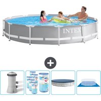 Round Prism Frame Swimming Pool – 366 x 76 cm – Grau – Inklusive Zubehör CB88 - Intex von Intex