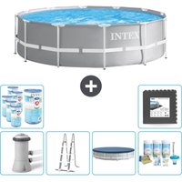 Round Prism Frame Swimming Pool – 366 x 99 cm – Grau – Inklusive Zubehör CB31 - Intex Round Prism Frame Swimming Pool – 366 x 99 cm – Grau – Inklusive Zubehör CB31 - Intex von Intex