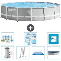 Round Prism Frame Swimming Pool – 457 x 107 cm – Grau – Inklusive Zubehör CB42 - Intex Round Prism Frame Swimming Pool – 457 x 107 cm – Grau – Inklusive Zubehör CB42 - Intex von Intex